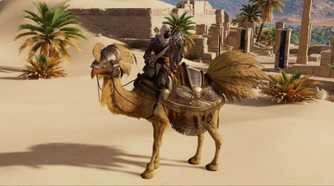 Assassin's Creed Origins Bayek on a camel