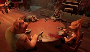 A top down view of a scene from Liar's Bar