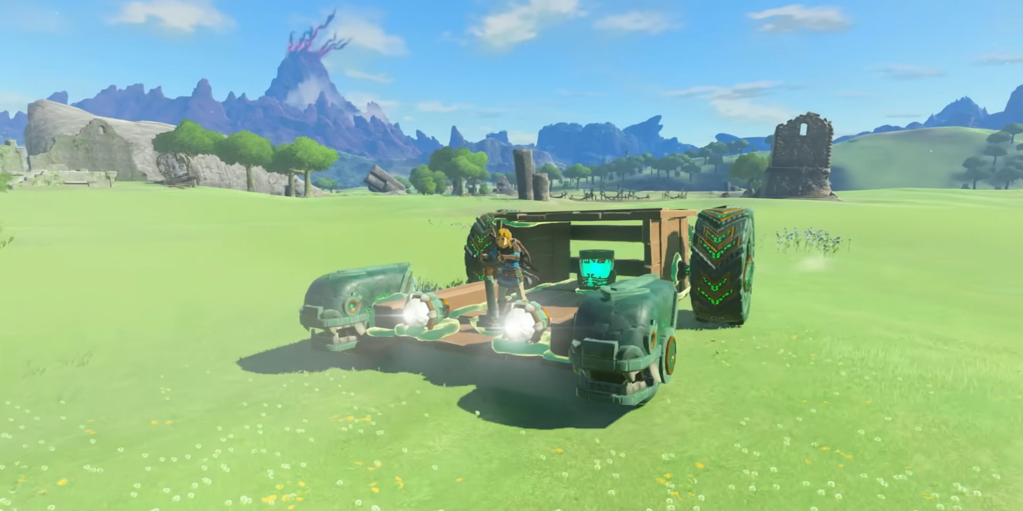 Link driving a car