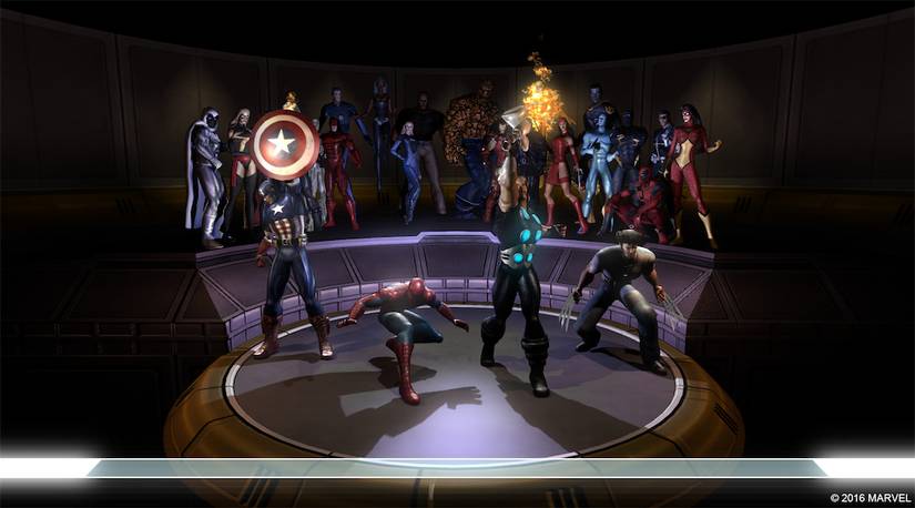 A screenshot of the team select screen in Marvel Ultimate Alliance.