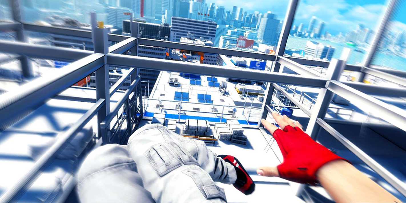 Mirror's edge player on top of a building