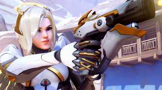 overwatch 2 Mercy holding her pistol