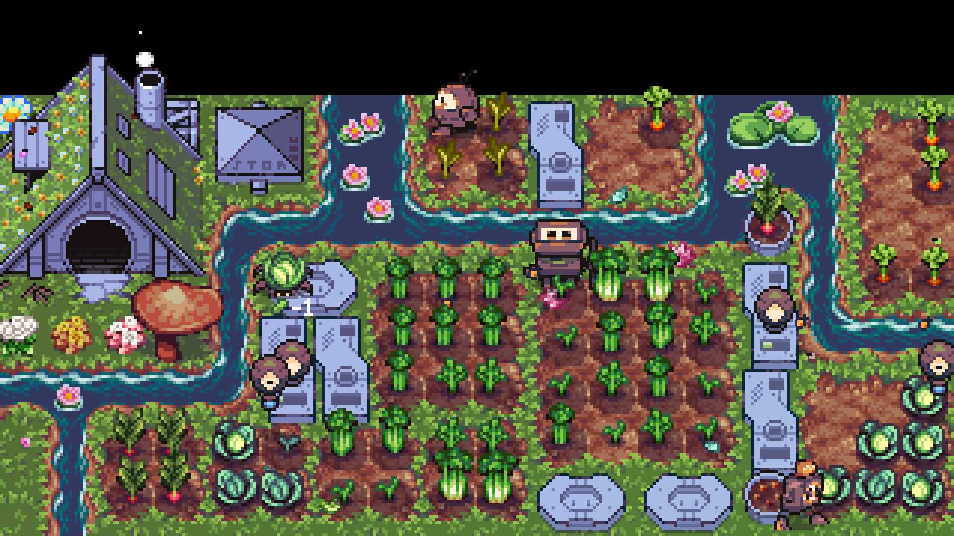 rusty's retirement, showing a small farm with rusty