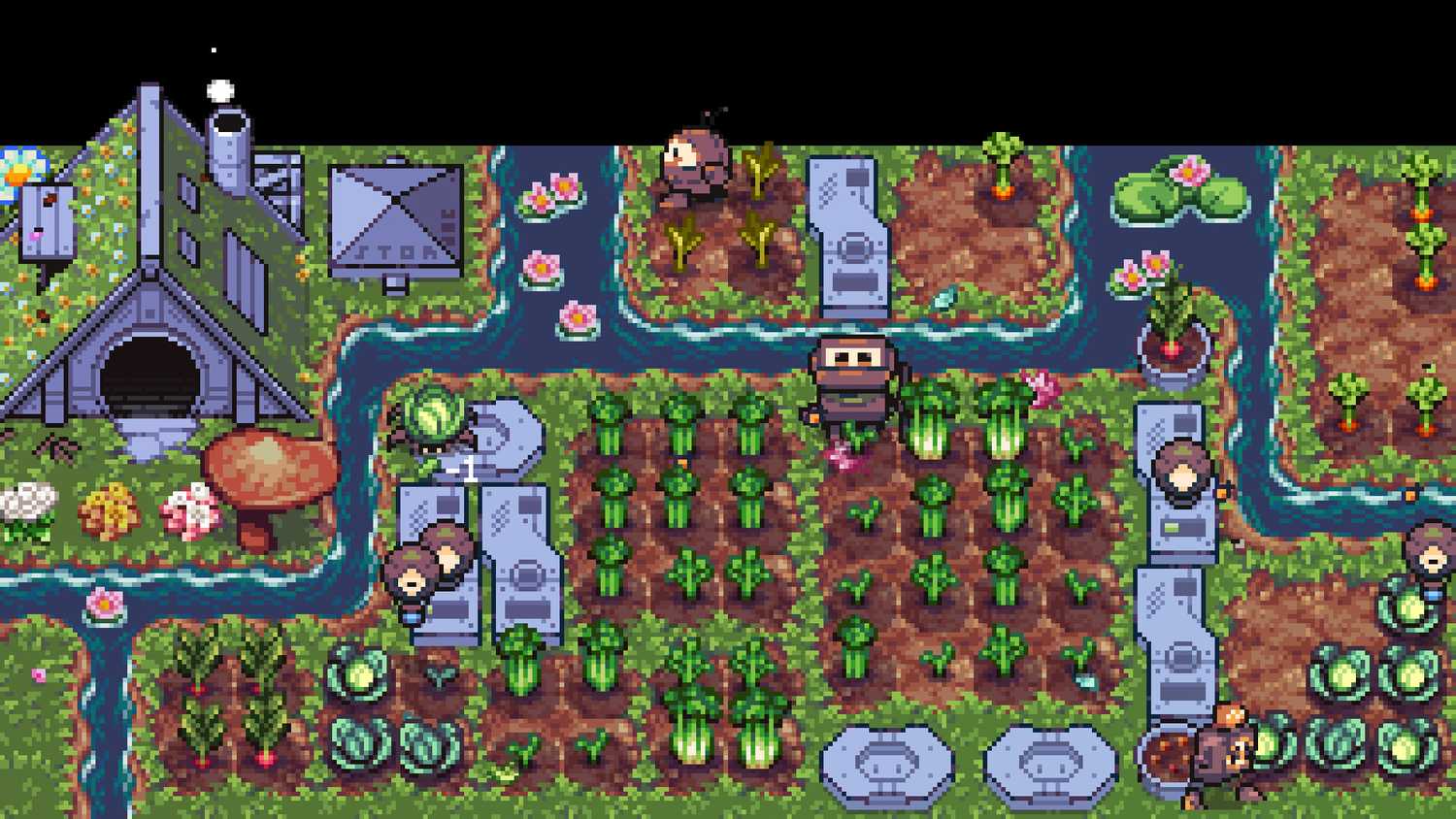 rusty's retirement, showing a small farm with rusty