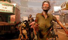 A horde pf zombies in a town centre