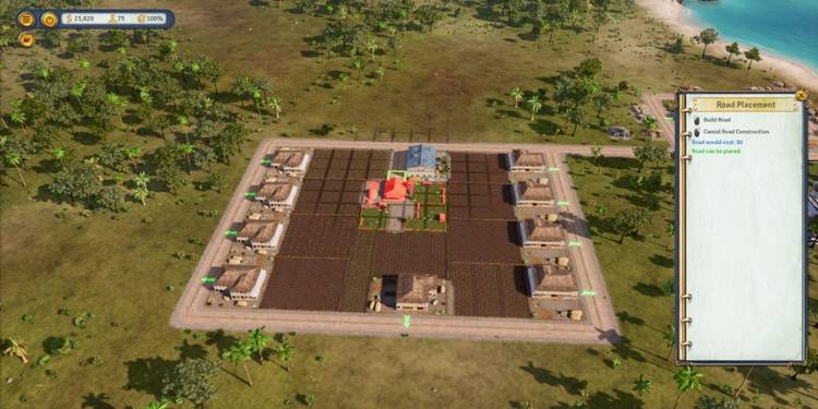 A farm with farmhouses next to it