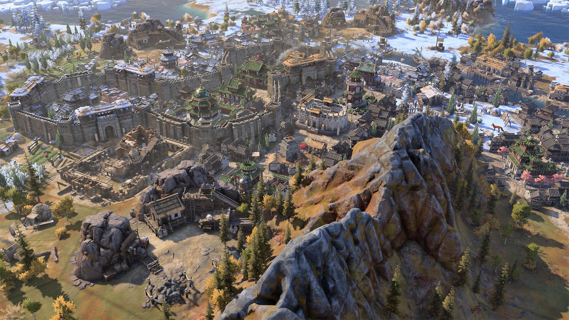 A range of different monuments in a city
