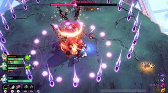 windblown boss fight with purple beams