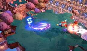 windblown enemy firing purple projectiles