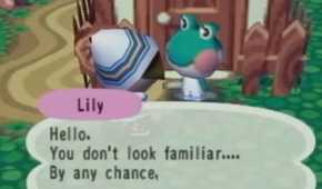 animal crossing talking to Lily the frog
