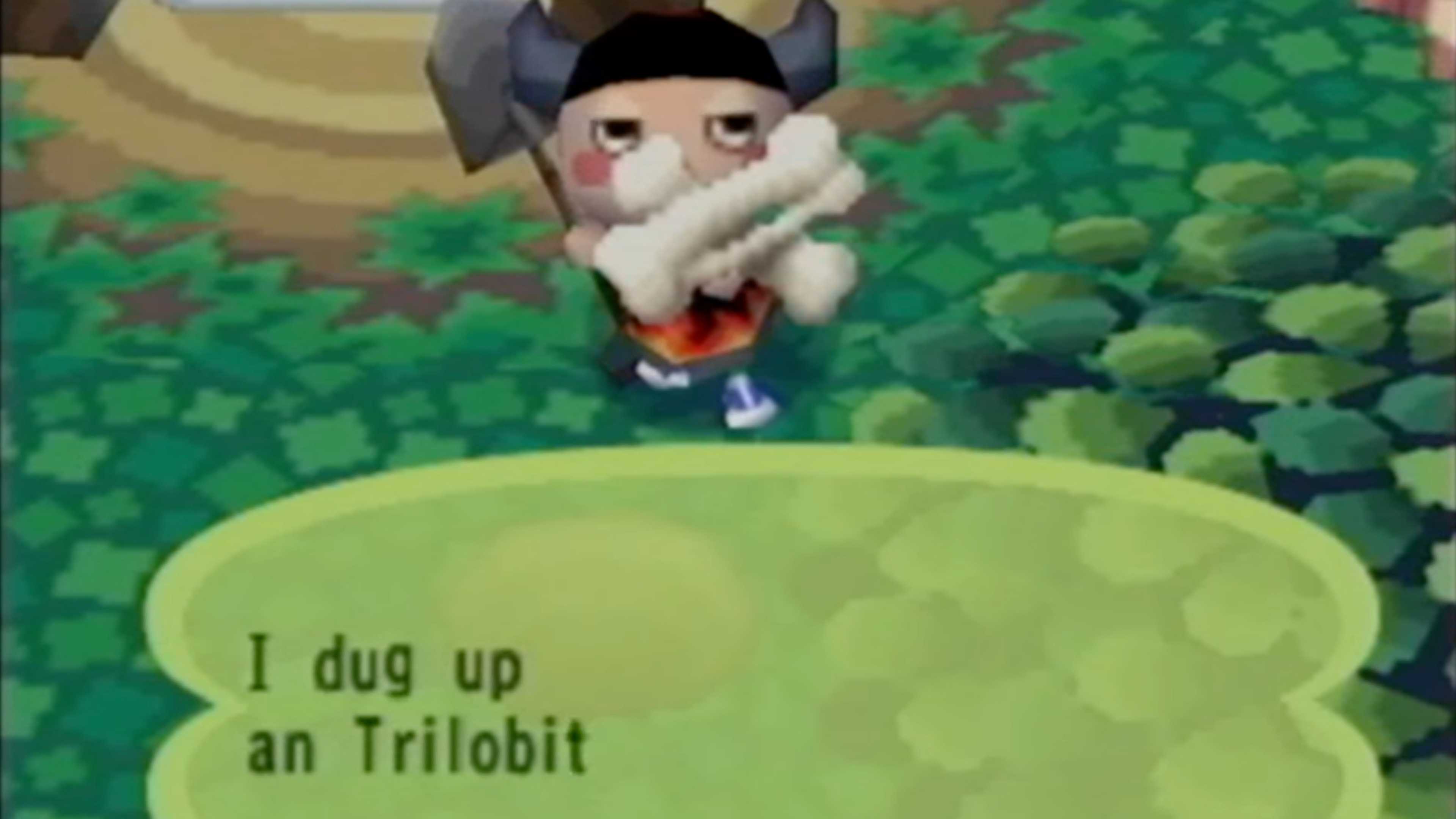 animal crossing digging up a Trilobit