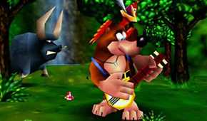 Banjo-Kazooie shredding on a banjo