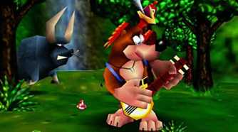 Banjo-Kazooie shredding on a banjo