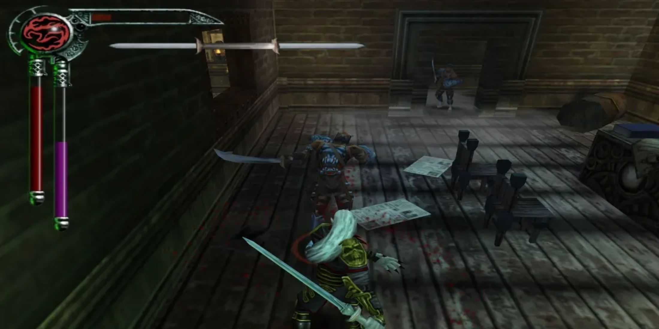 A screenshot of combat with Kain in Blood Omen 2