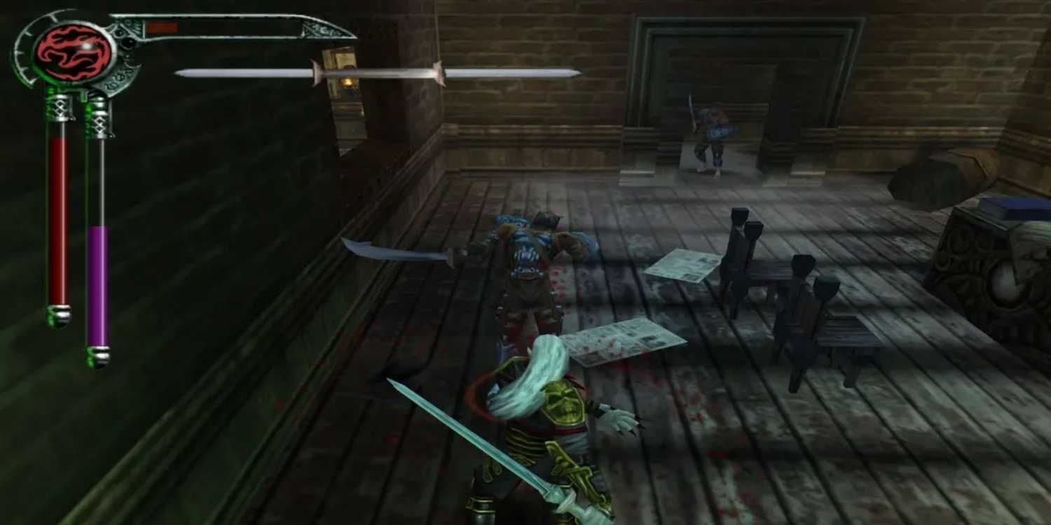 A screenshot of combat with Kain in Blood Omen 2