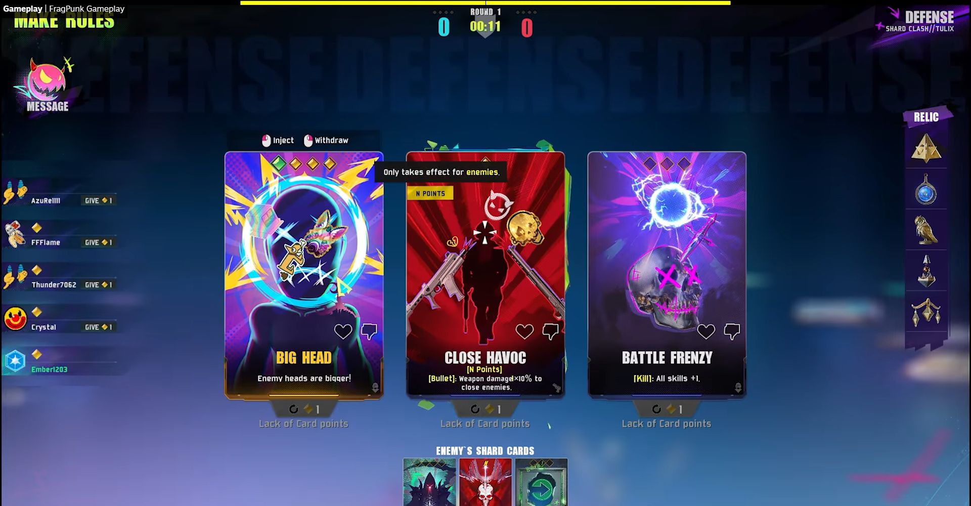 fragpunk shard card selection screen