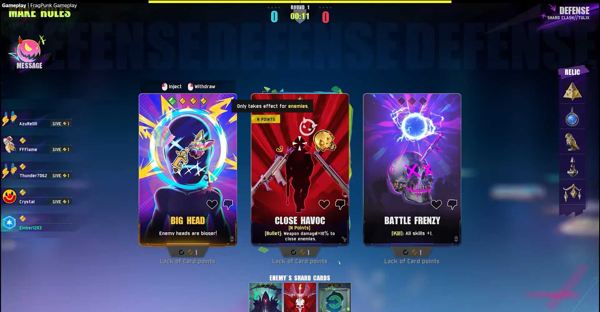 fragpunk shard card selection screen