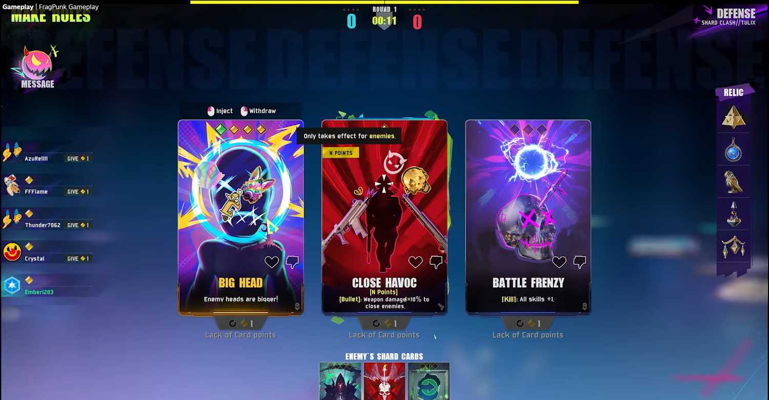 fragpunk shard card selection screen