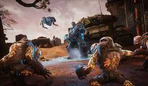 gears tactics art showing locust attacking a hologram