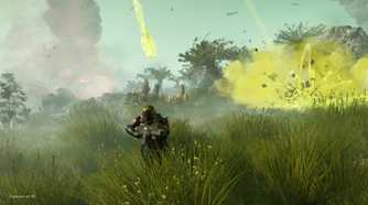 helldivers 2 running in a grassy field