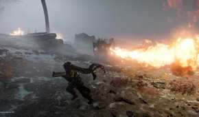 helldivers 2 mech shooting flames