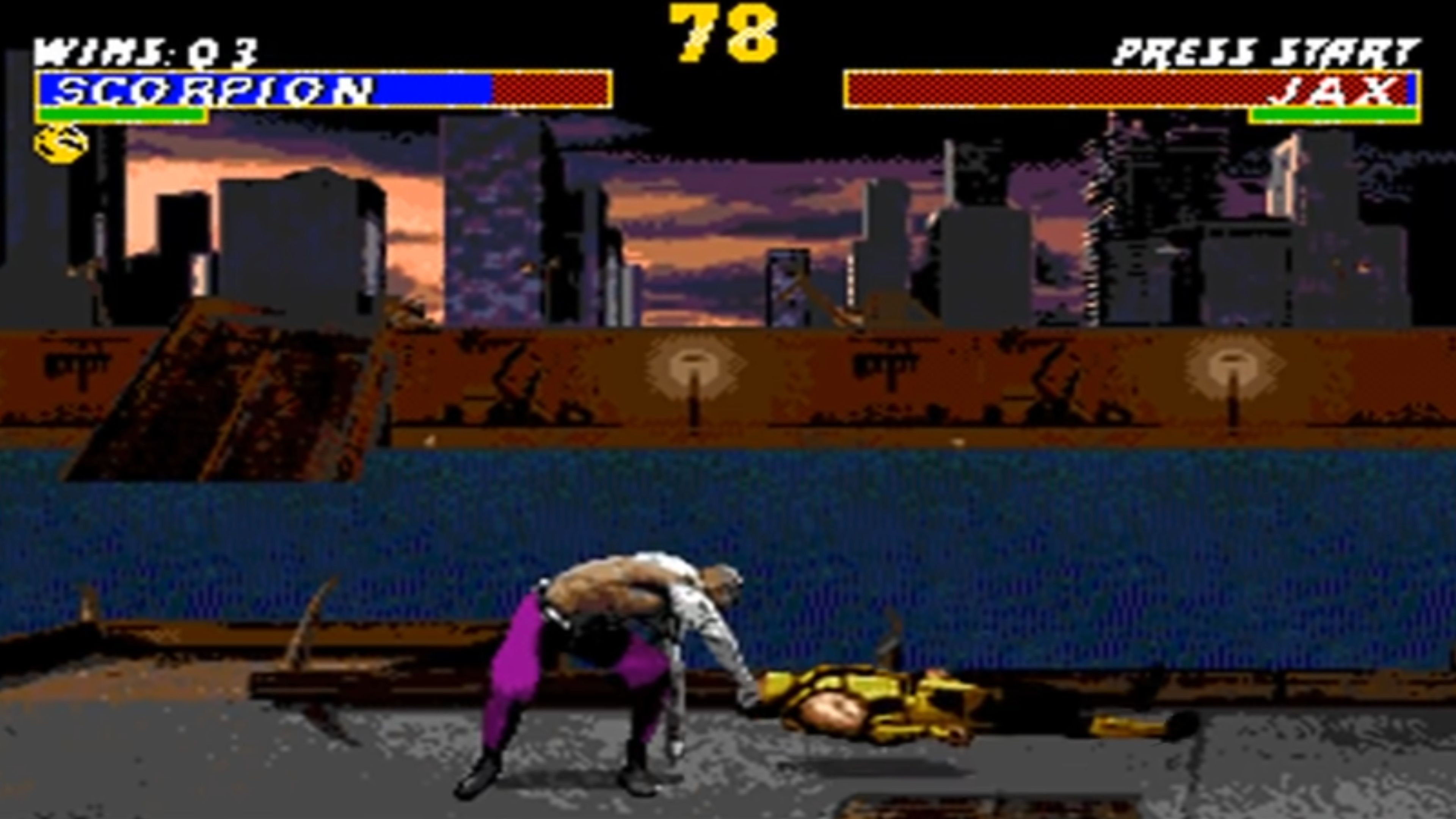 mortal kombat scorpion getting thrown by Jax