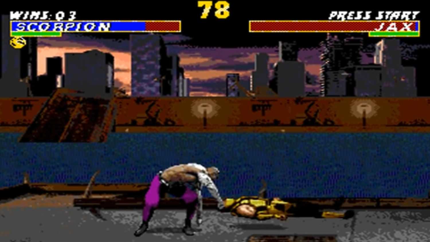 mortal kombat scorpion getting thrown by Jax