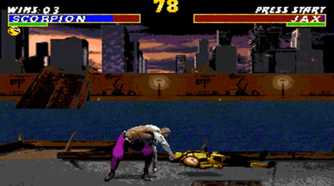 mortal kombat scorpion getting thrown by Jax