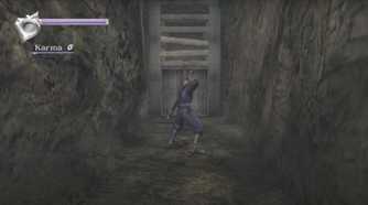 Ninja Gaiden Black Ryu in front of a wooden door