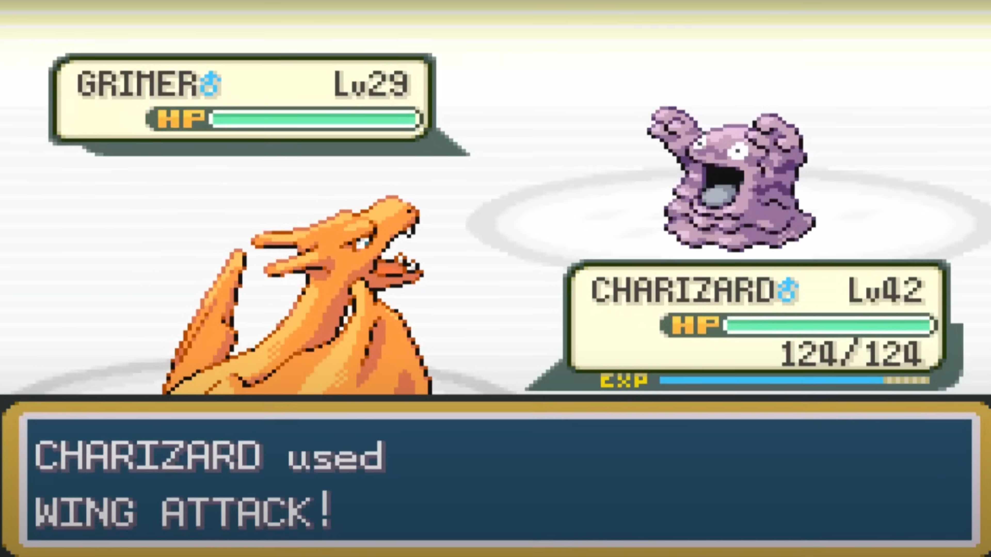 pokemon fire red showing charizard using wing attack