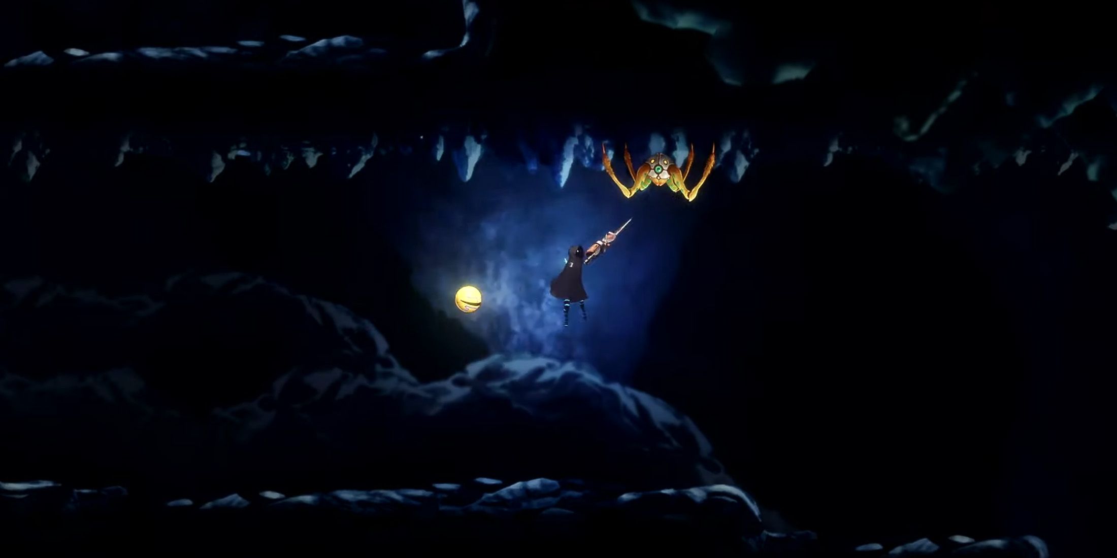 A screenshot of a level and enemy in Shadow Labryinth