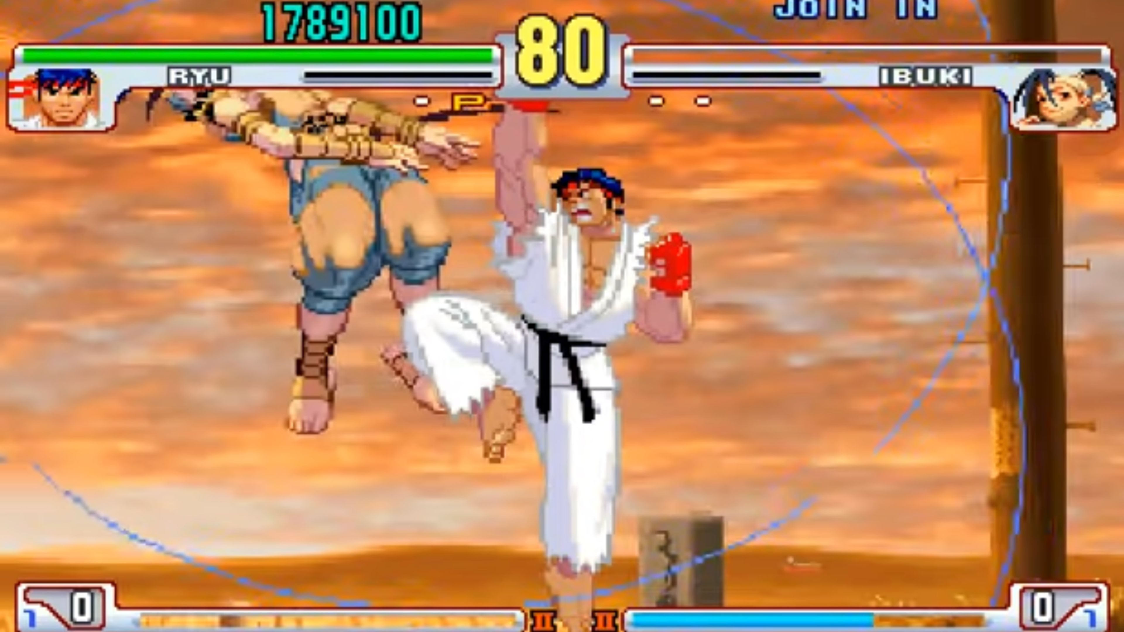 A screenshot of gameplay from Street Fighter III: Third Strike