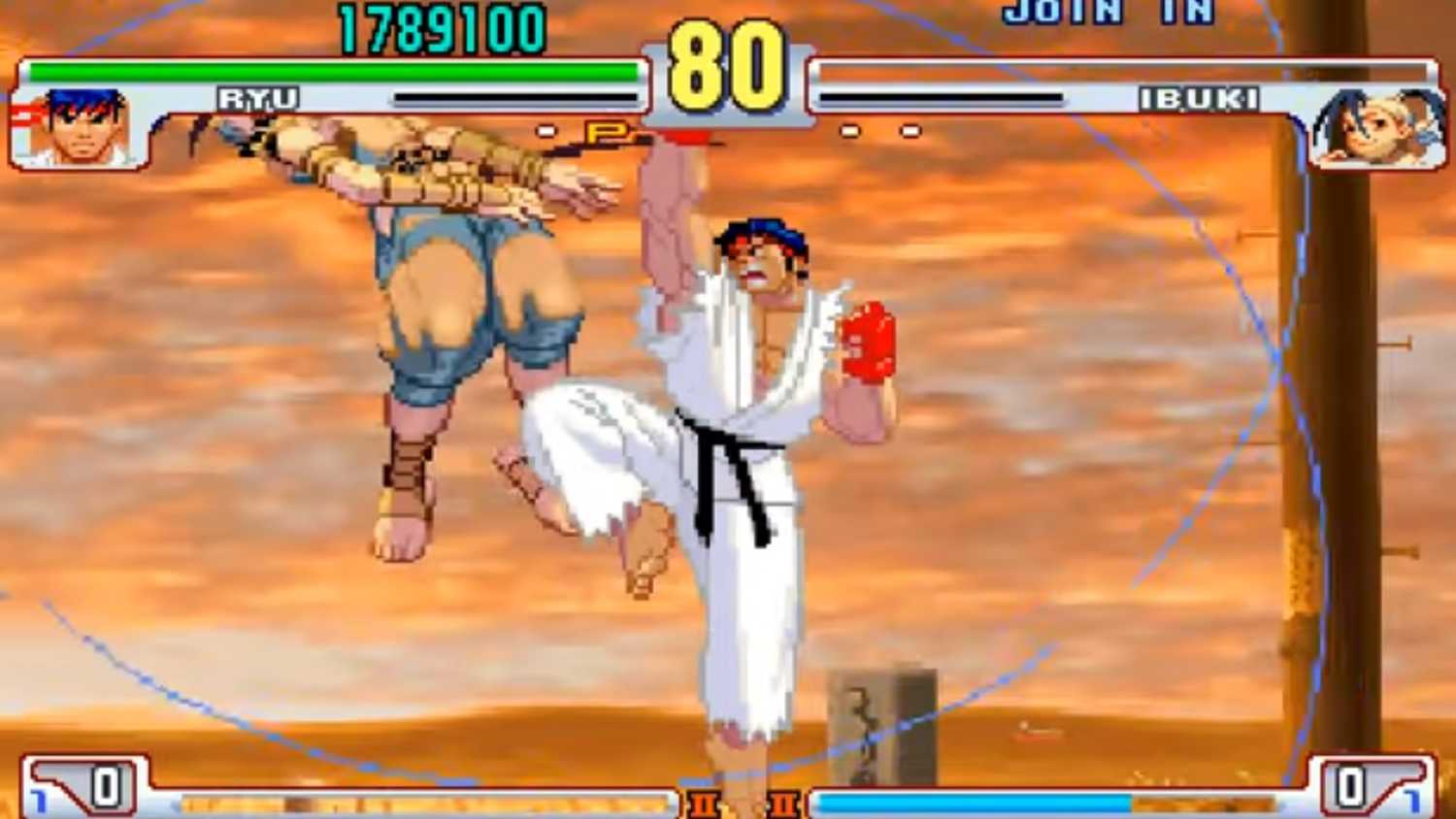 A screenshot of gameplay from Street Fighter III: Third Strike
