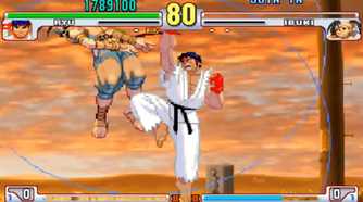 A screenshot of gameplay from Street Fighter III: Third Strike