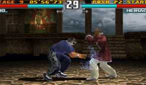 A screenshot of King and Heihachi in a match in Tekken 3