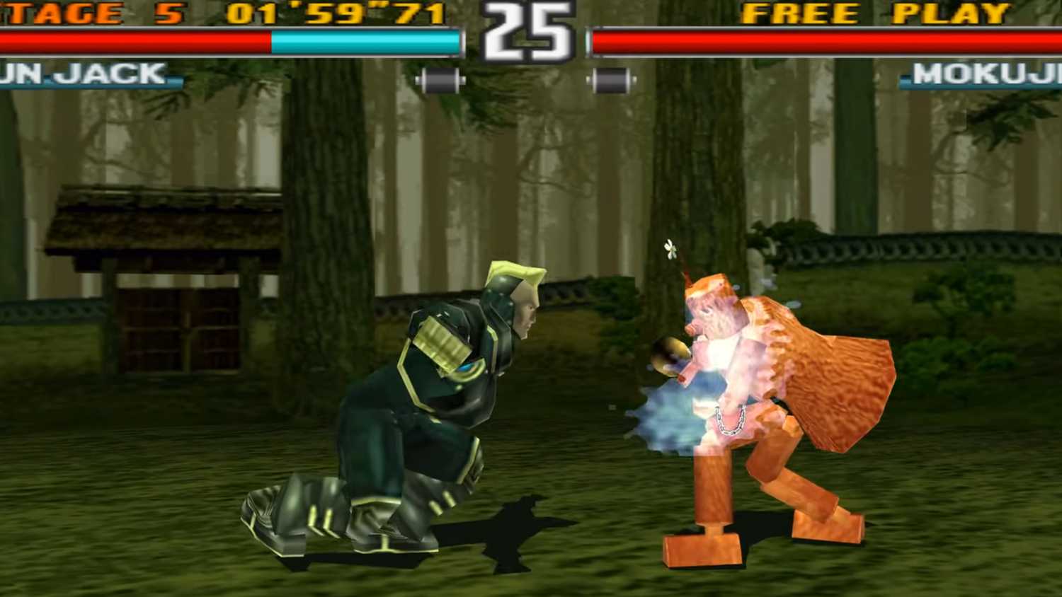 A screenshot of Jack in a match in Tekken 3