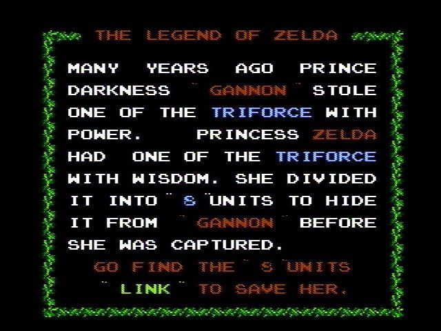 the legend of zelda story intro screen