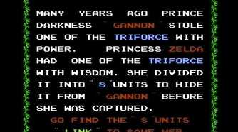 the legend of zelda story intro screen