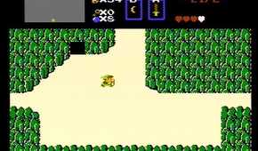 the legend of zelda Link in a field near a cave