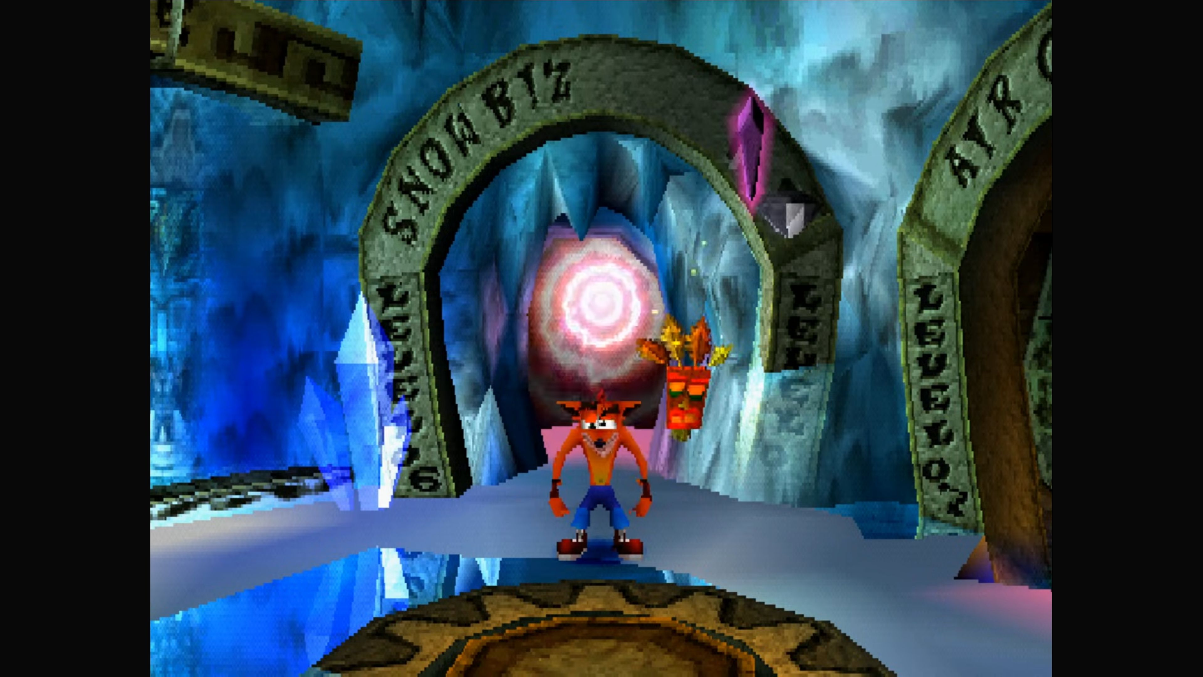 A screenshot of the hub in Crash Bandicoot 2: Cortex Strikes Back