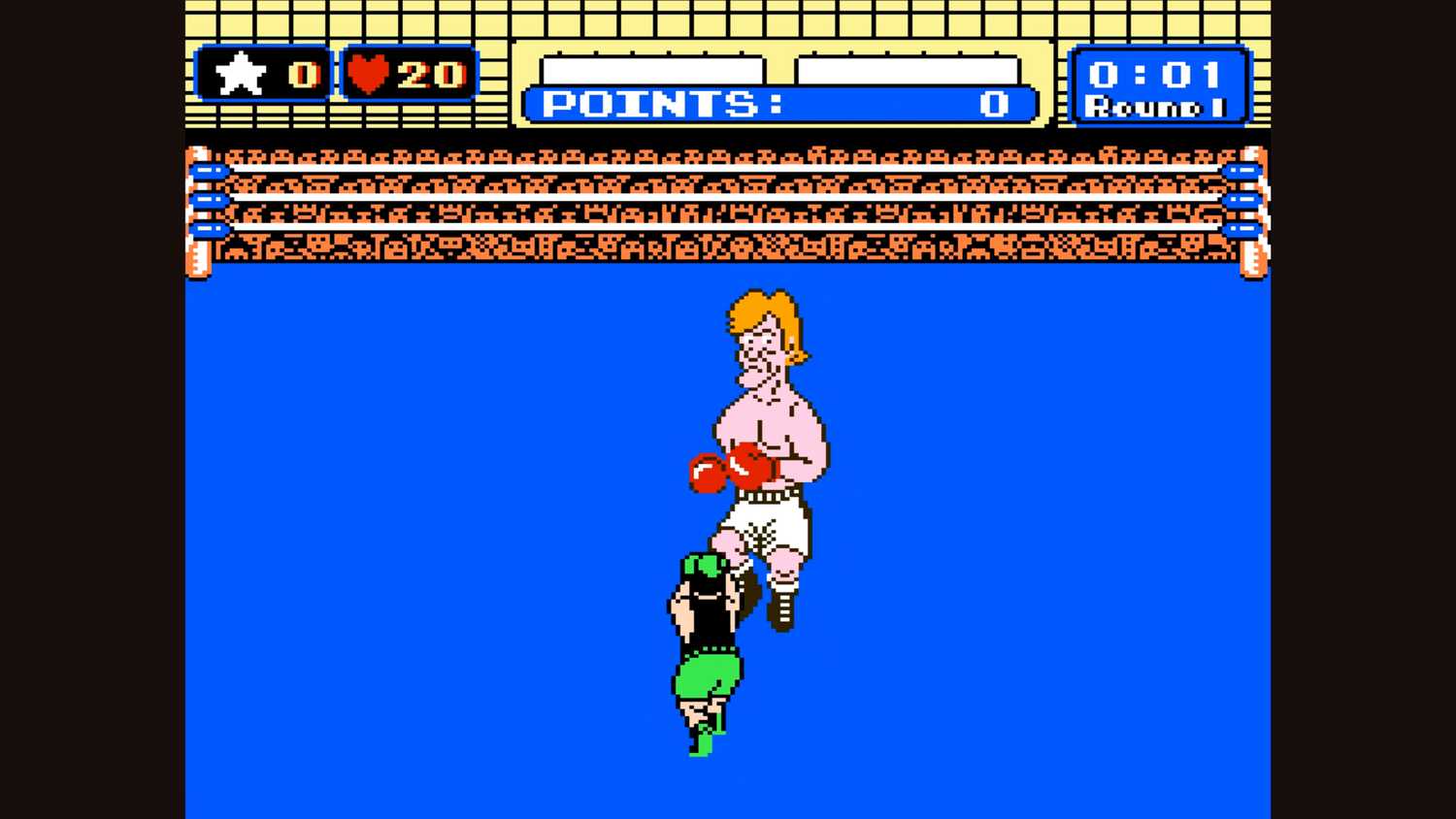 punch out gameplay showing little mac against a blond opponent