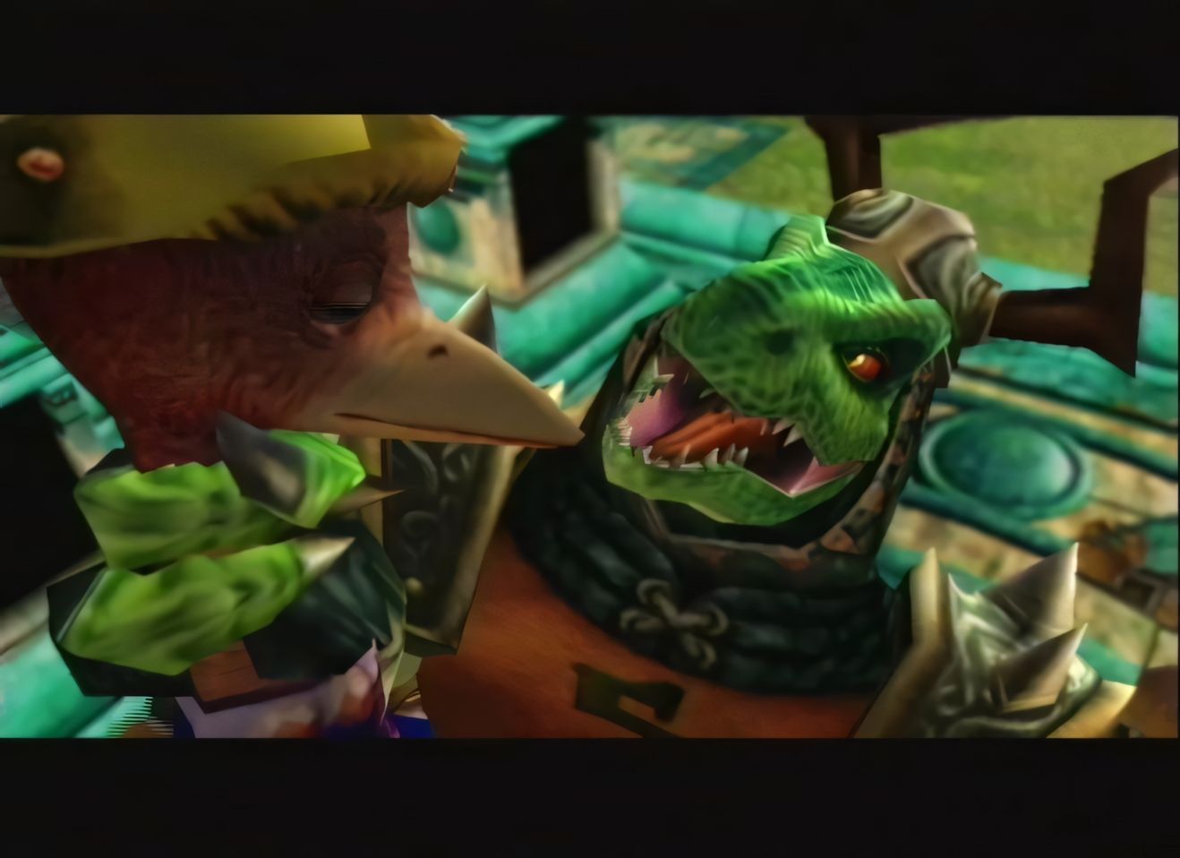 A screenshot of an enemy dinosaur soldier in Star Fox Adventures