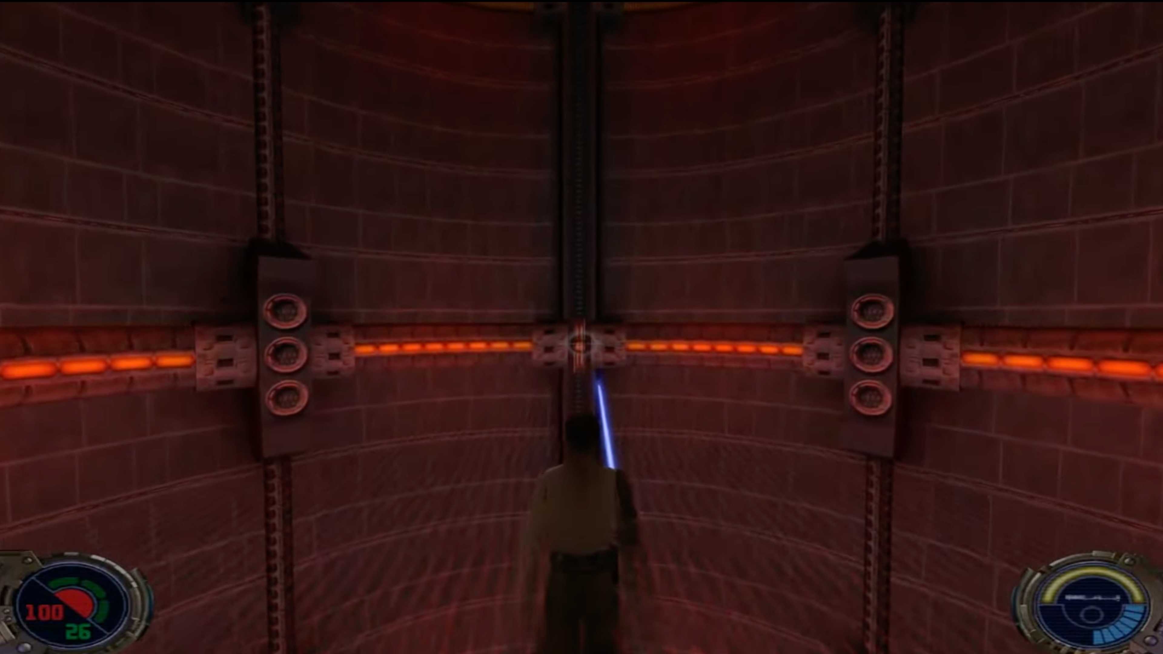 A screenshot of gameplay from Star Wars Jedi Knight 2: Jedi Outcast