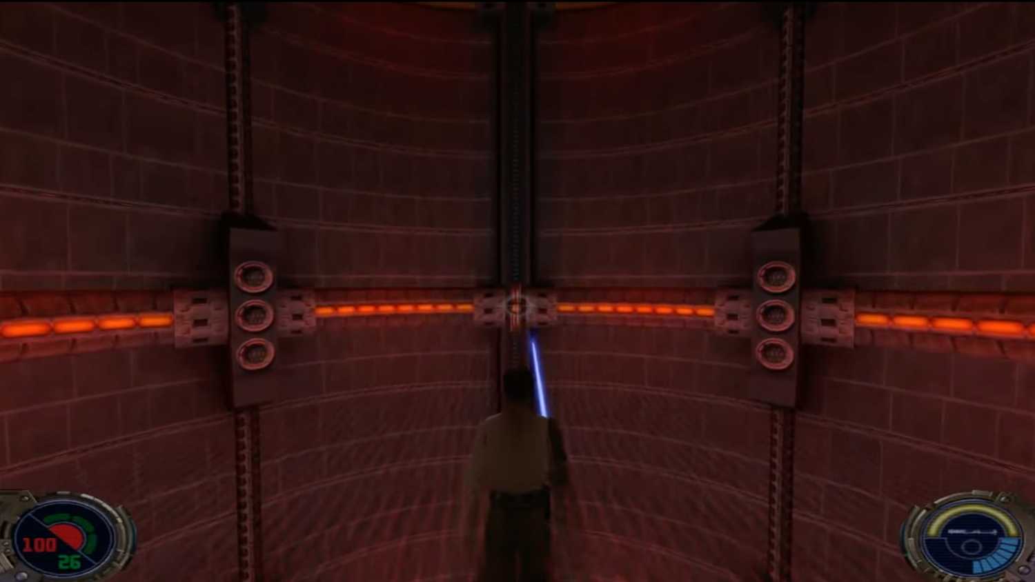A screenshot of gameplay from Star Wars Jedi Knight 2: Jedi Outcast