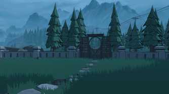 Blue Prince, exterior gate leading to forest