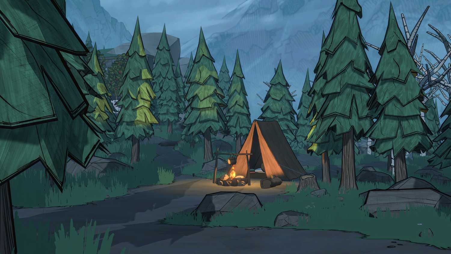Blue Prince tent next to fire in camping set up