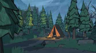 Blue Prince tent next to fire in camping set up