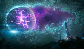 A screenshot of the sky near a vault in Borderlands 4