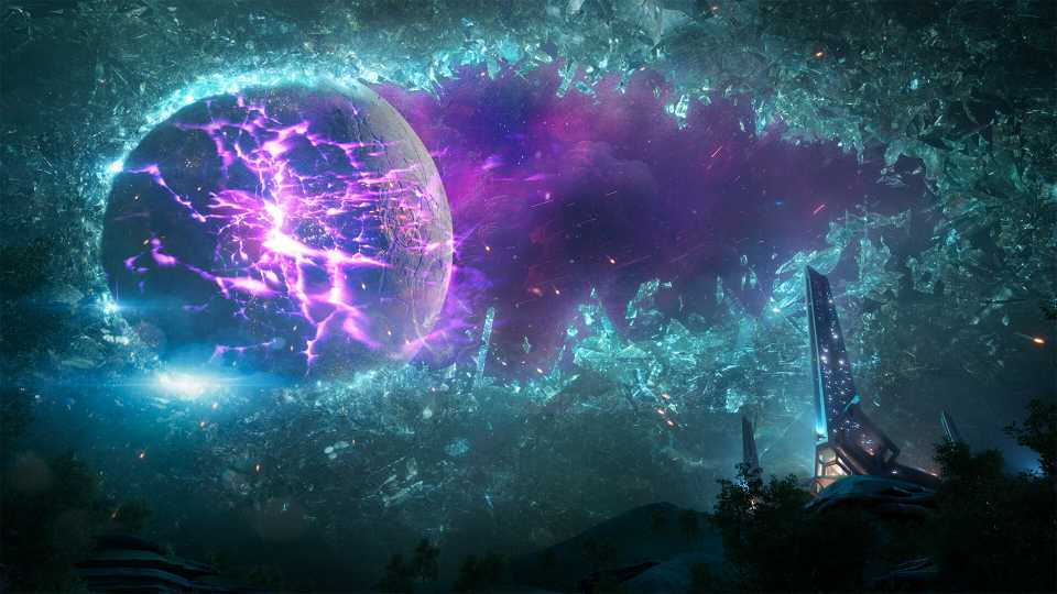 A screenshot of the sky near a vault in Borderlands 4