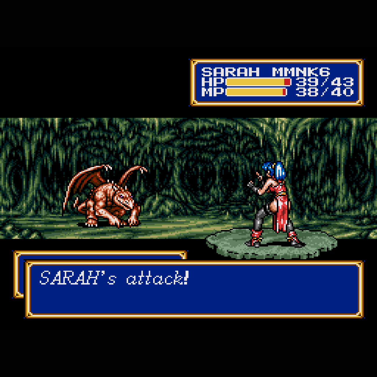 shining force 2 sarah attacking